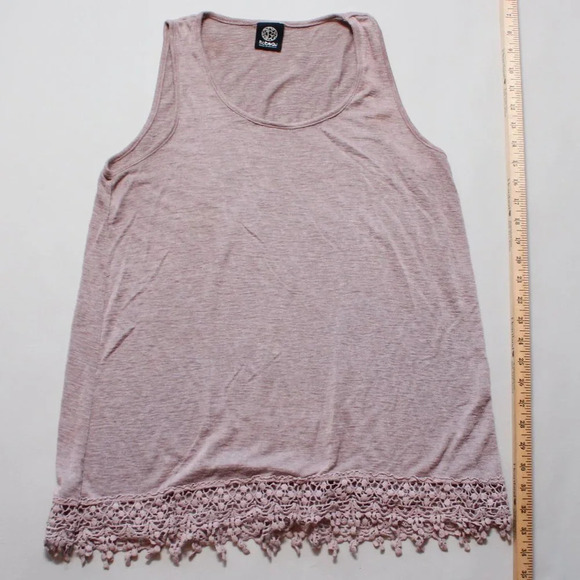 Nordstrom Bobeau Blush Laced Trimmed Knit Sleeveless Blouse - Picture 3 of 6